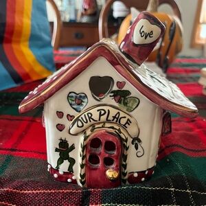 Vintage Heather Goldminc Blue Sky ClayWorks "Our Place" Tea Light House